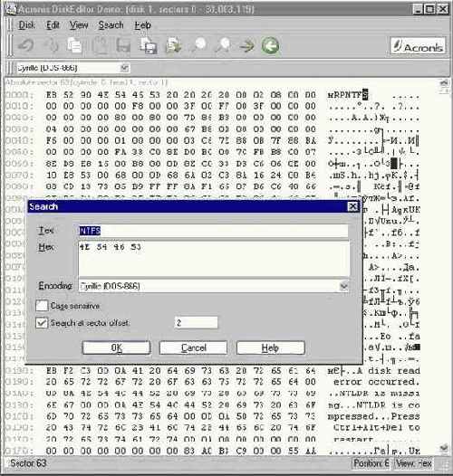 Disk Probe отображает Partition Table